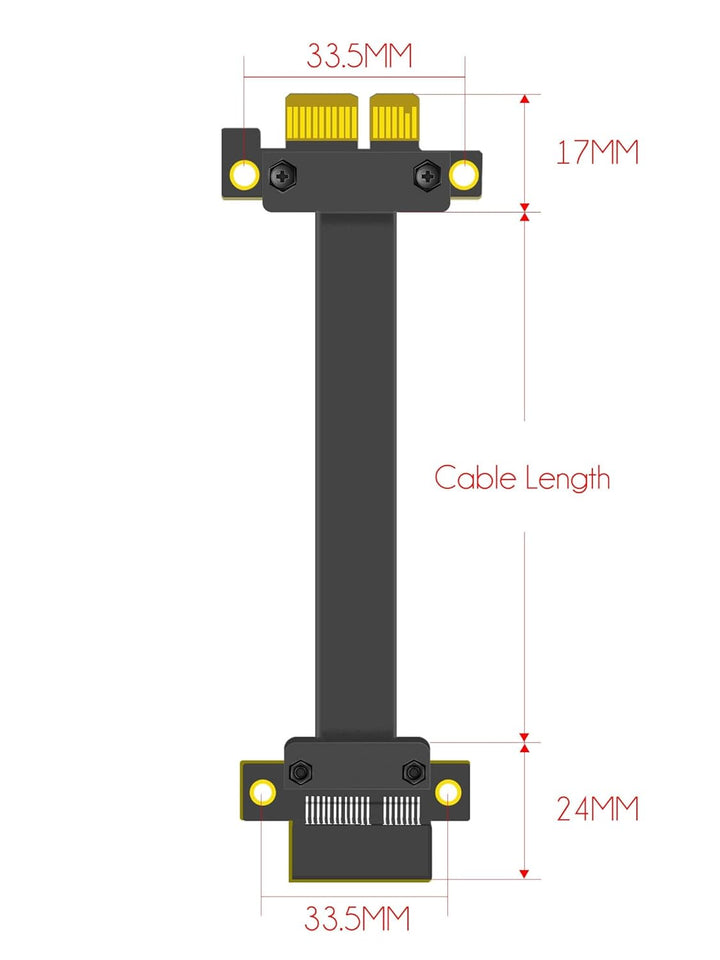 GLOTRENDS 300mm PCIe 3.0 X1 Riser Kabel (Dual Straight Angle) für PCIe WiFi Karte, M.2 PCIe Karte, F