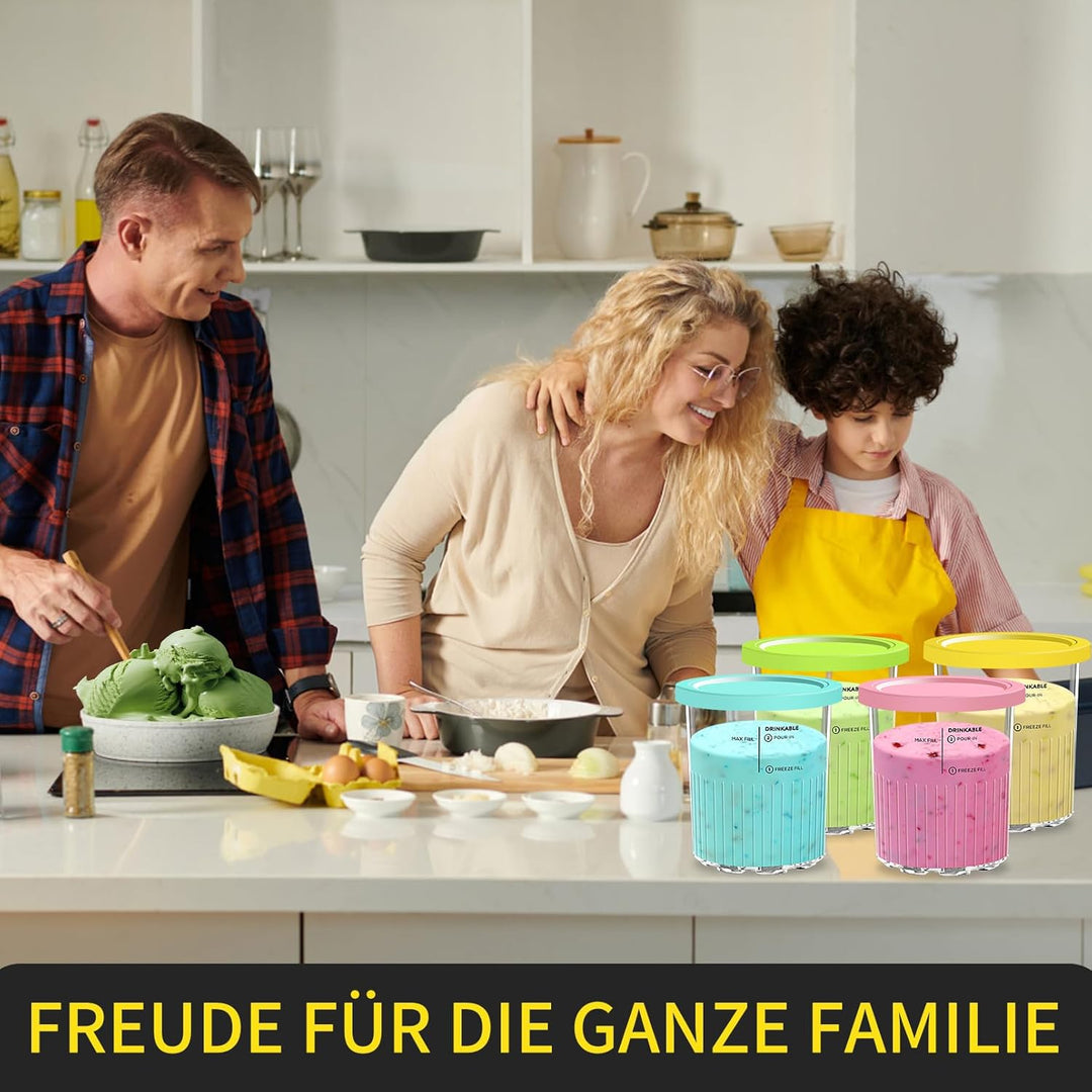 4 Stück Ersatz für Ninja Creami Deluxe Pints, Ice Cream Behälter Kompatibel mit NC501, NC500 Serie,