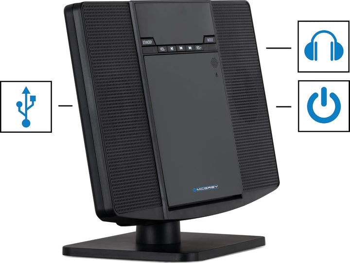 McGrey MCD-60 Vertikal Stereoanlage - Platzsparende Kompakt-HiFi mit CD/MP3-Player, USB-Slot, Blueto