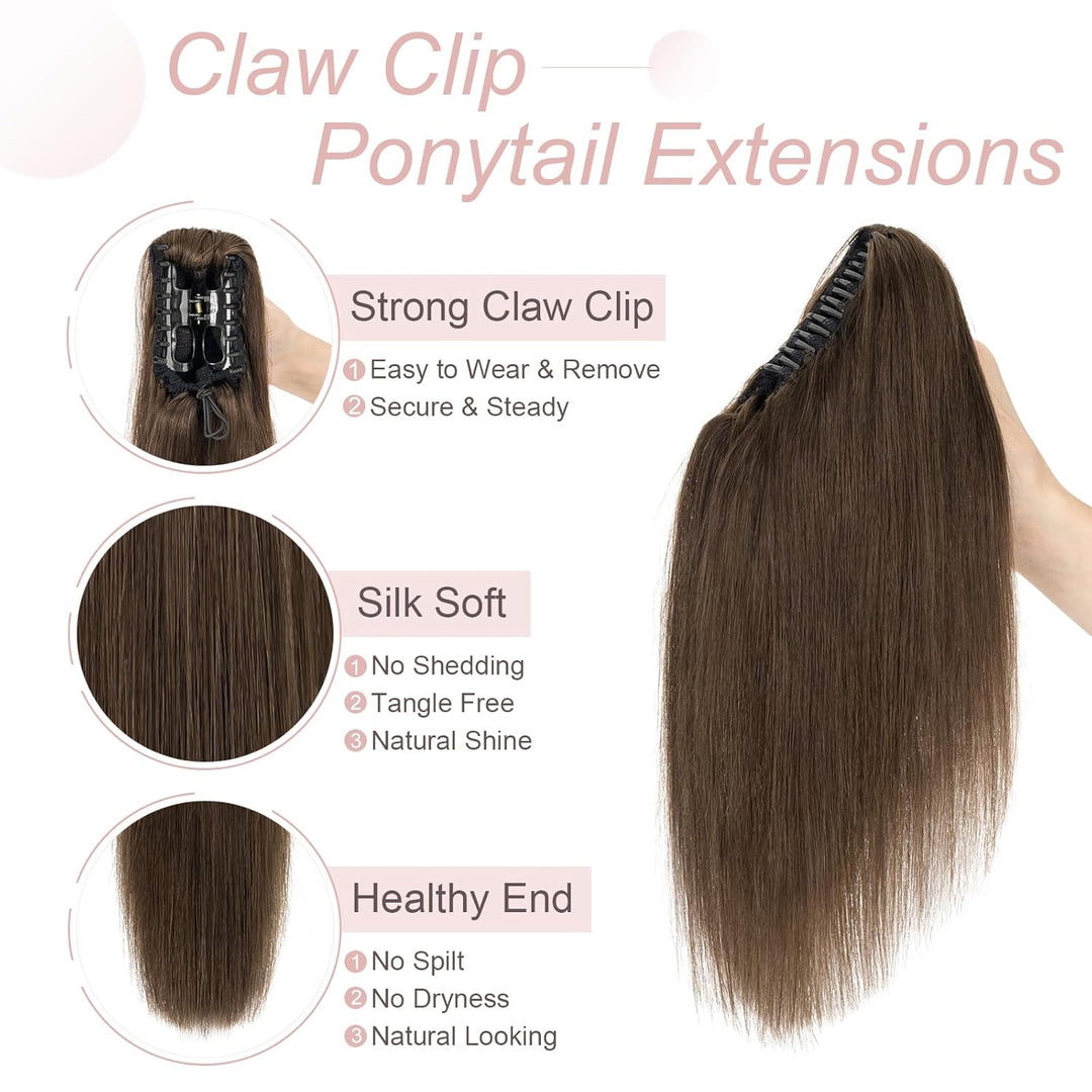 Haarteile Echthaar Ponytail Extension Clip in Pferdeschwanz Extensions Echthaar Glatt Zopf Haarverlä