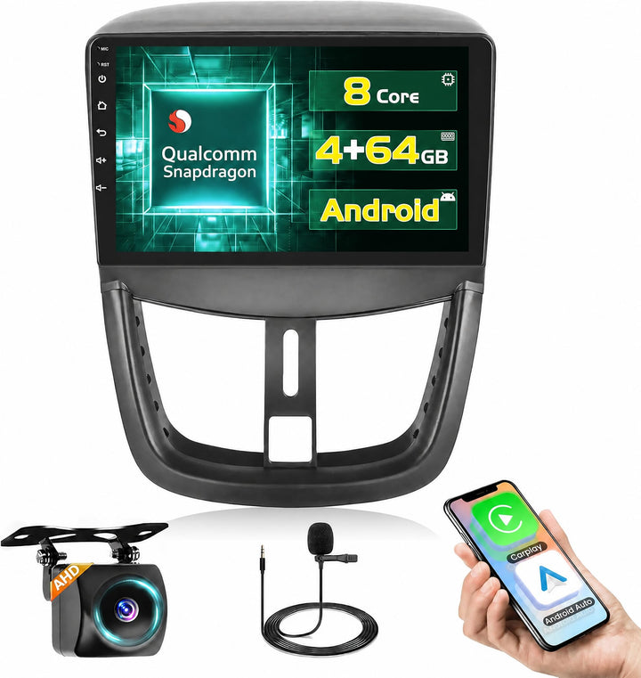 【Qualcomm】 8 Kern 4+64 GB Android 15 Autoradio für Peugeot 207 2005-2015 Wireless Carplay Android Au