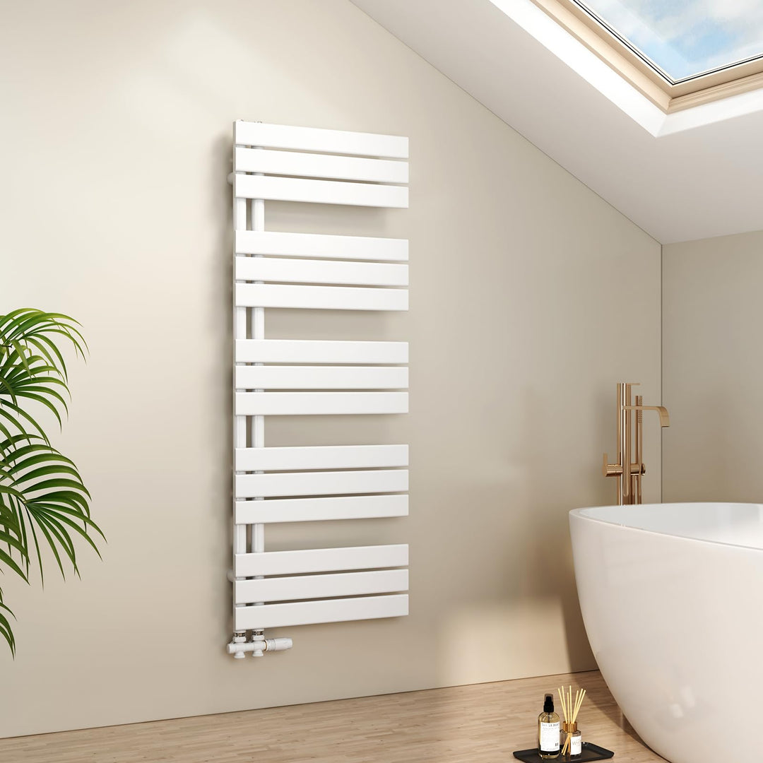 EMKE Badheizkörper Flach 1320x500 mm, Handtuchheizkörper mit Seitenanschluss, Effizienter Handtuchwä