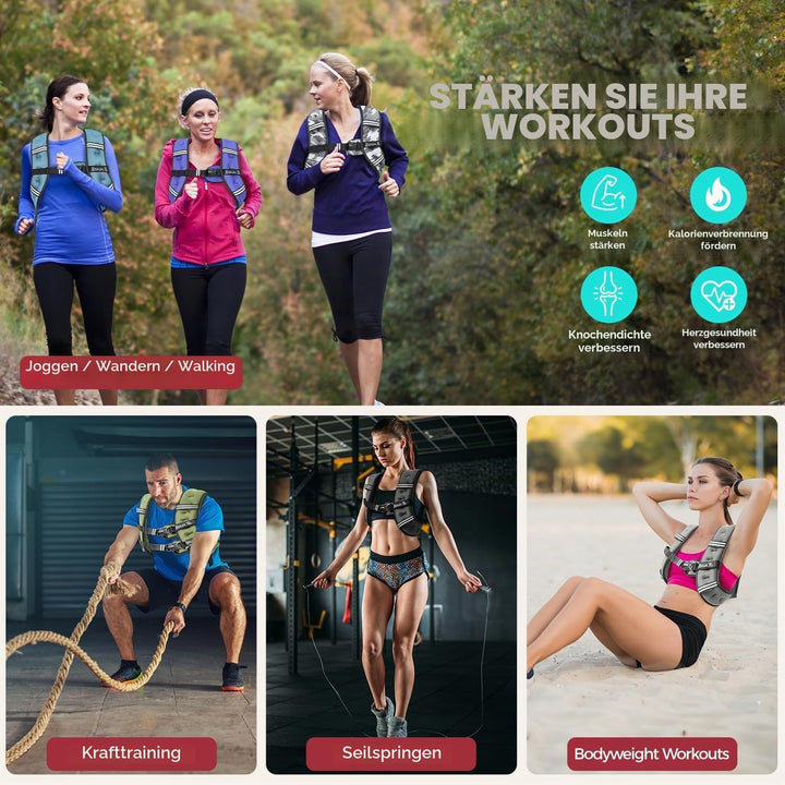 BAGAIL Gewichtsweste für Krafttraining, Brustgrösse Verstellbar, Praktische Tasche, mit Eisensand Ge