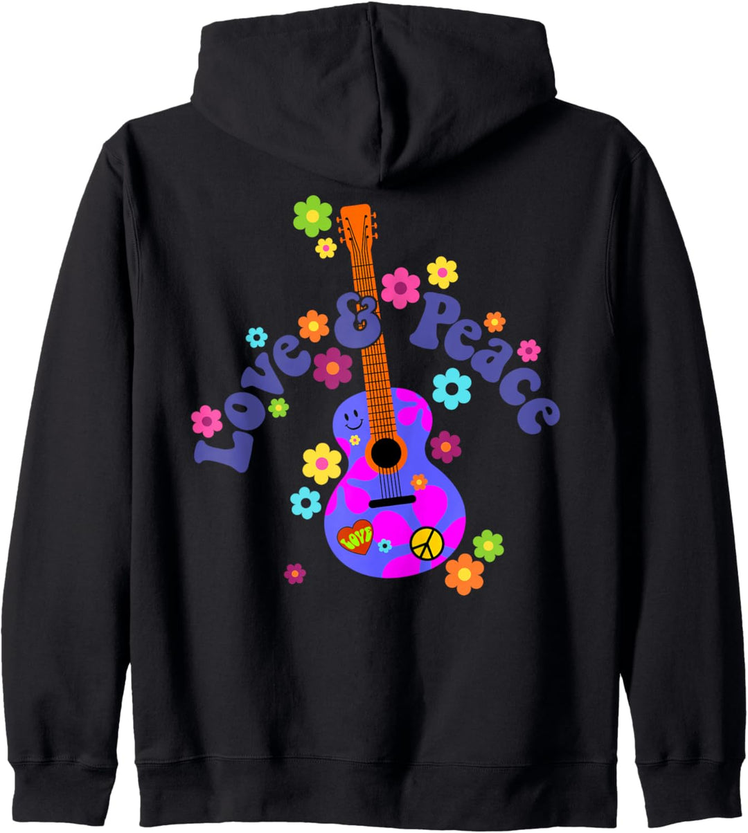 Retro Flower Power Guitar - Love And Peace 1 - Fan Fun Kapuzenjacke