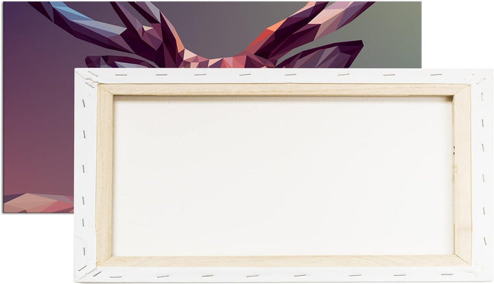 Illustration eines Hirsches Panorama 100x50 cm als Leinwandbild, Motiv fertig gerahmt auf Echtholzra