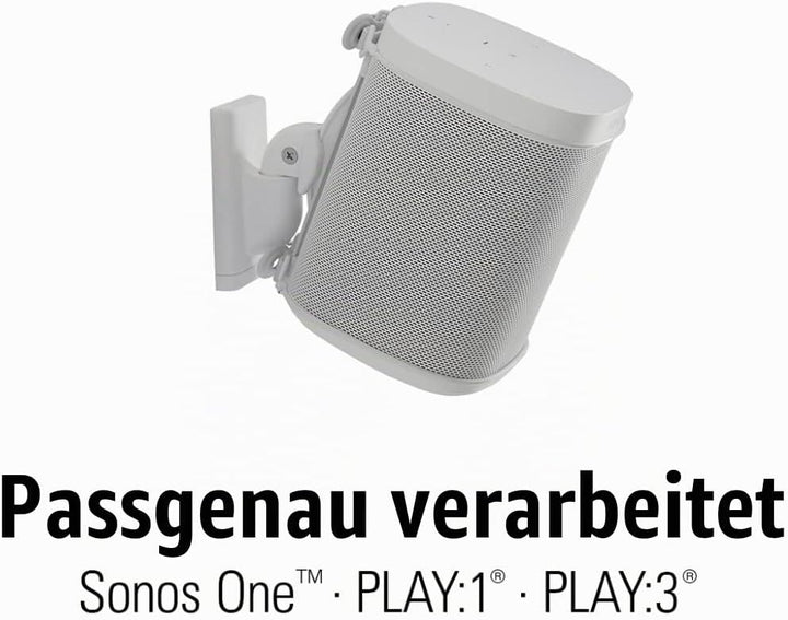 SANUS Wandhalterung (verstellbar, für Sonos Play: 1 und Play: 3 Lautsprecher – Weiss (2 Stück) Weiss