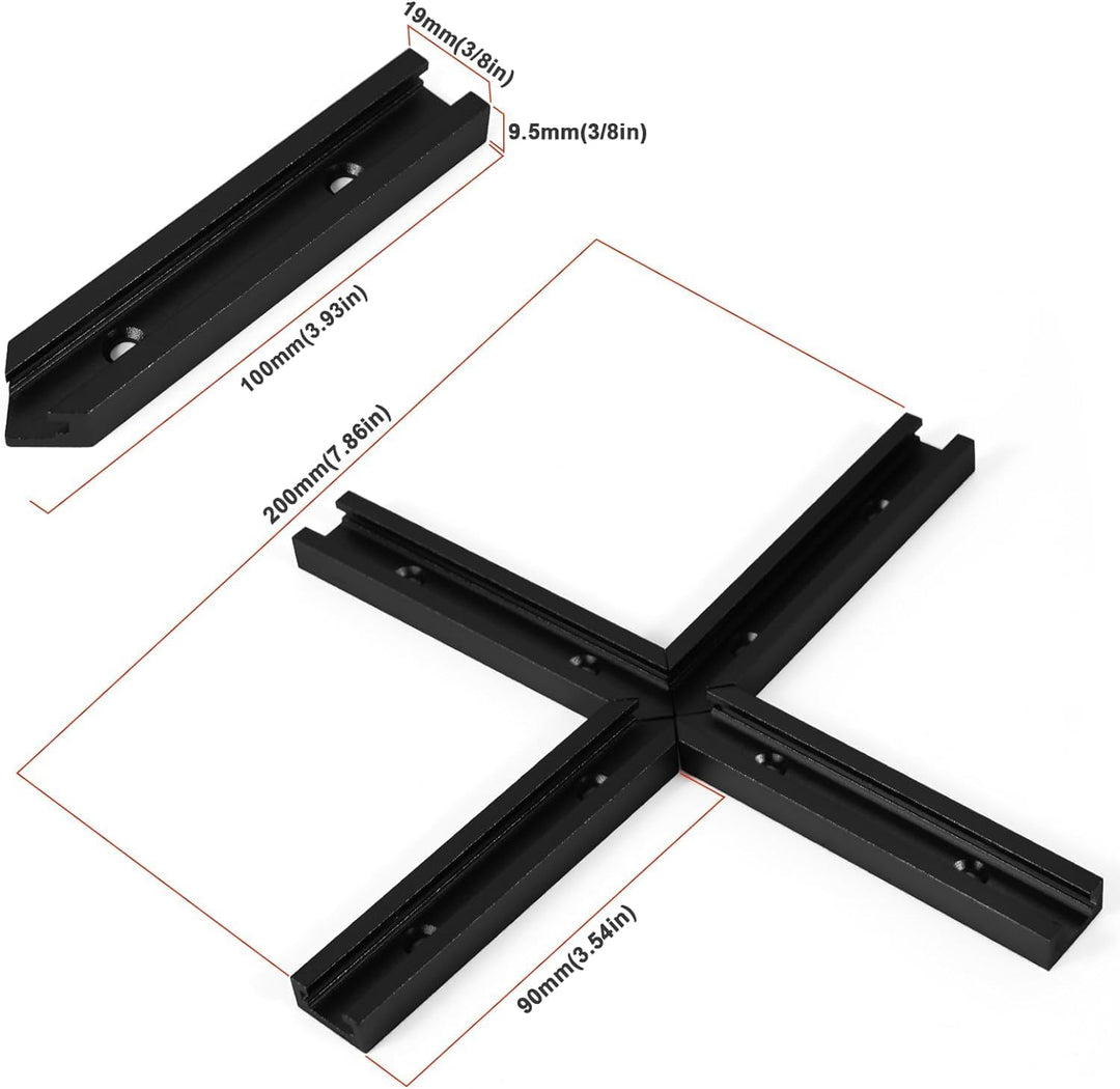 Iverntech 8 Stück Schwarz T-Schienen-Kreuzungs-Set mit Holzschrauben, T-Track Kreuzschlitzteile Alum