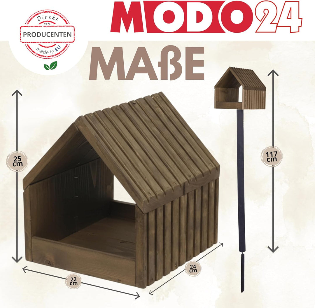 Vogelhaus mit Ständer aus FSC® Holz, Vogelkäfig mit Dach, Wetterfestes Vogelfutterhaus für Garten &