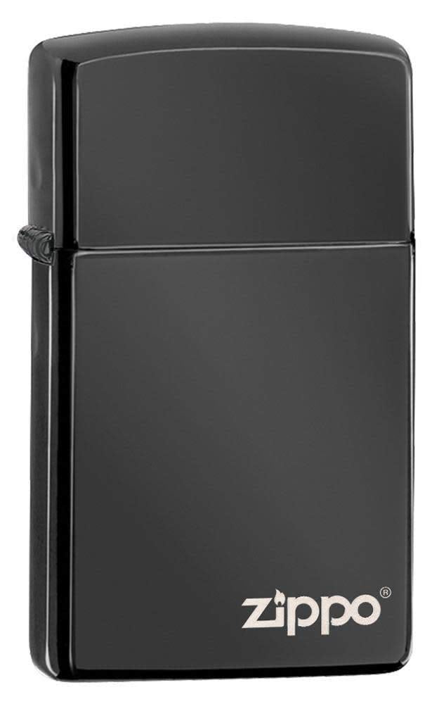 Zippo 28123ZL 60001264 Ebony Slim Feuerzeug Logo Benzinfeuerzeug, Messing, Ebony