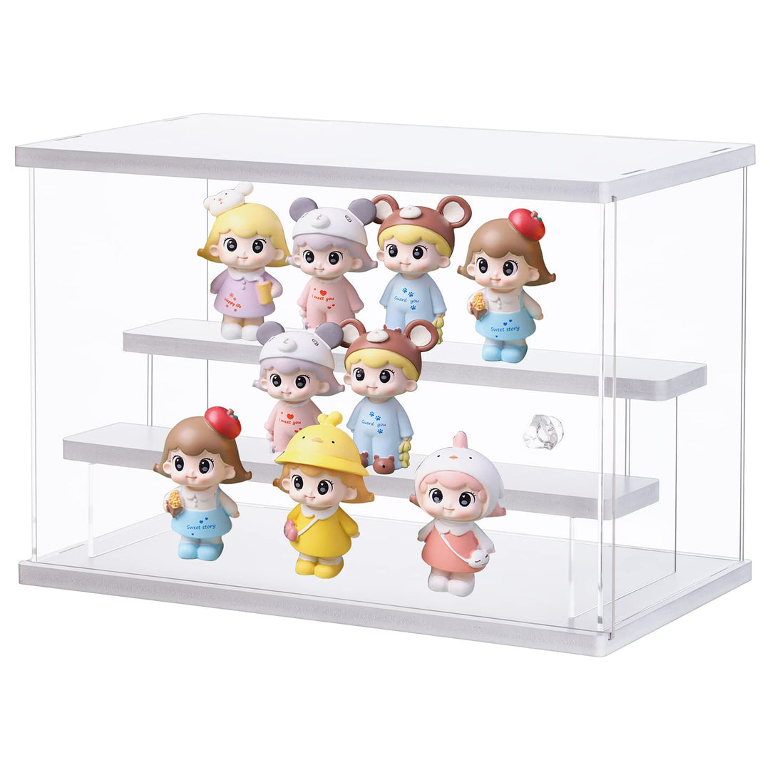 ECOSEAO Acryl Vitrine, transparente Aufbewahrungsbox mit Schiebetür, staubdichter Schutz, Aufbewahru