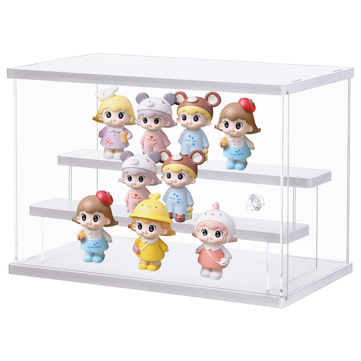 ECOSEAO Acryl Vitrine, transparente Aufbewahrungsbox mit Schiebetür, staubdichter Schutz, Aufbewahru