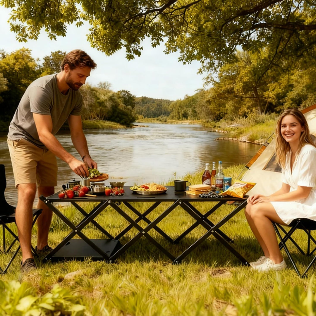 Klapptisch Campingtisch Camping Schrank Klappbar 2-in-1 Kohlenstoffstahl 95x 45x 32cm, Beine für Par