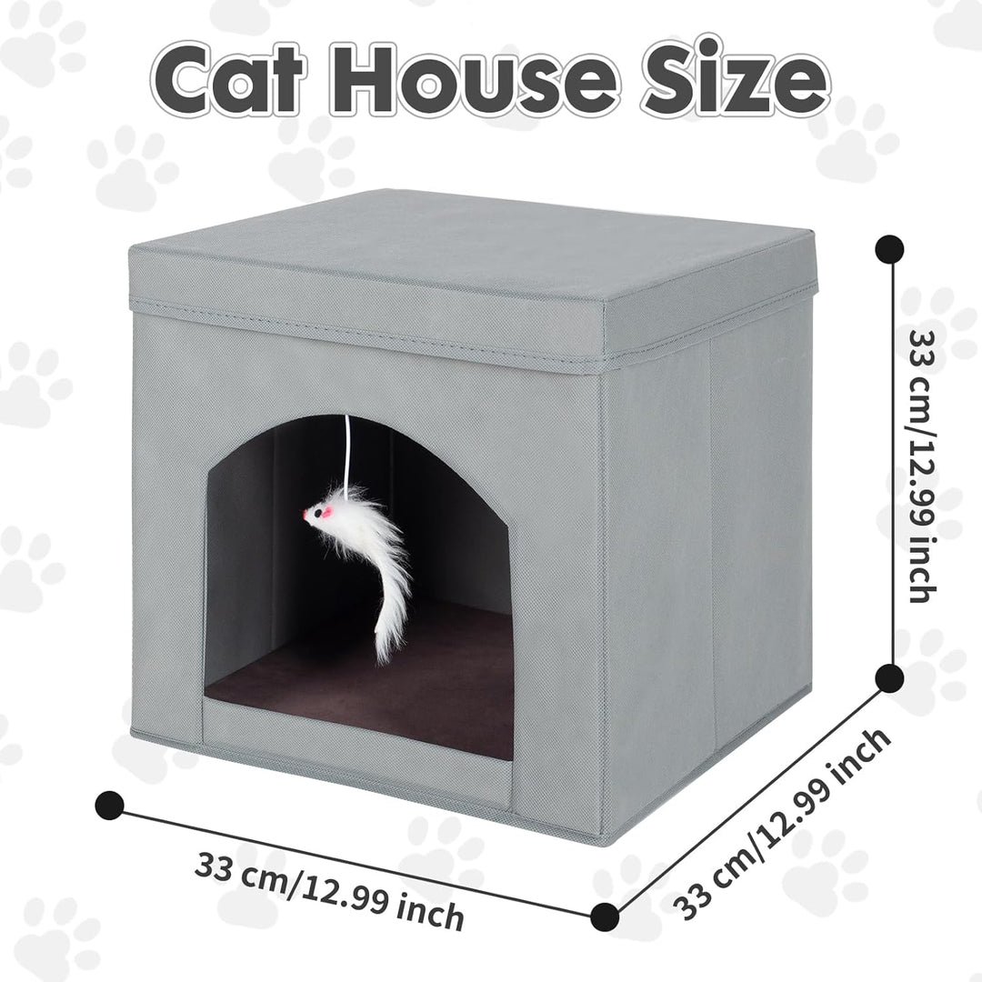 powerking Klappbares Katzenbett für Indoor-Katzen oder Kätzchen, Faltbarer Katzensitz mit Würfel und