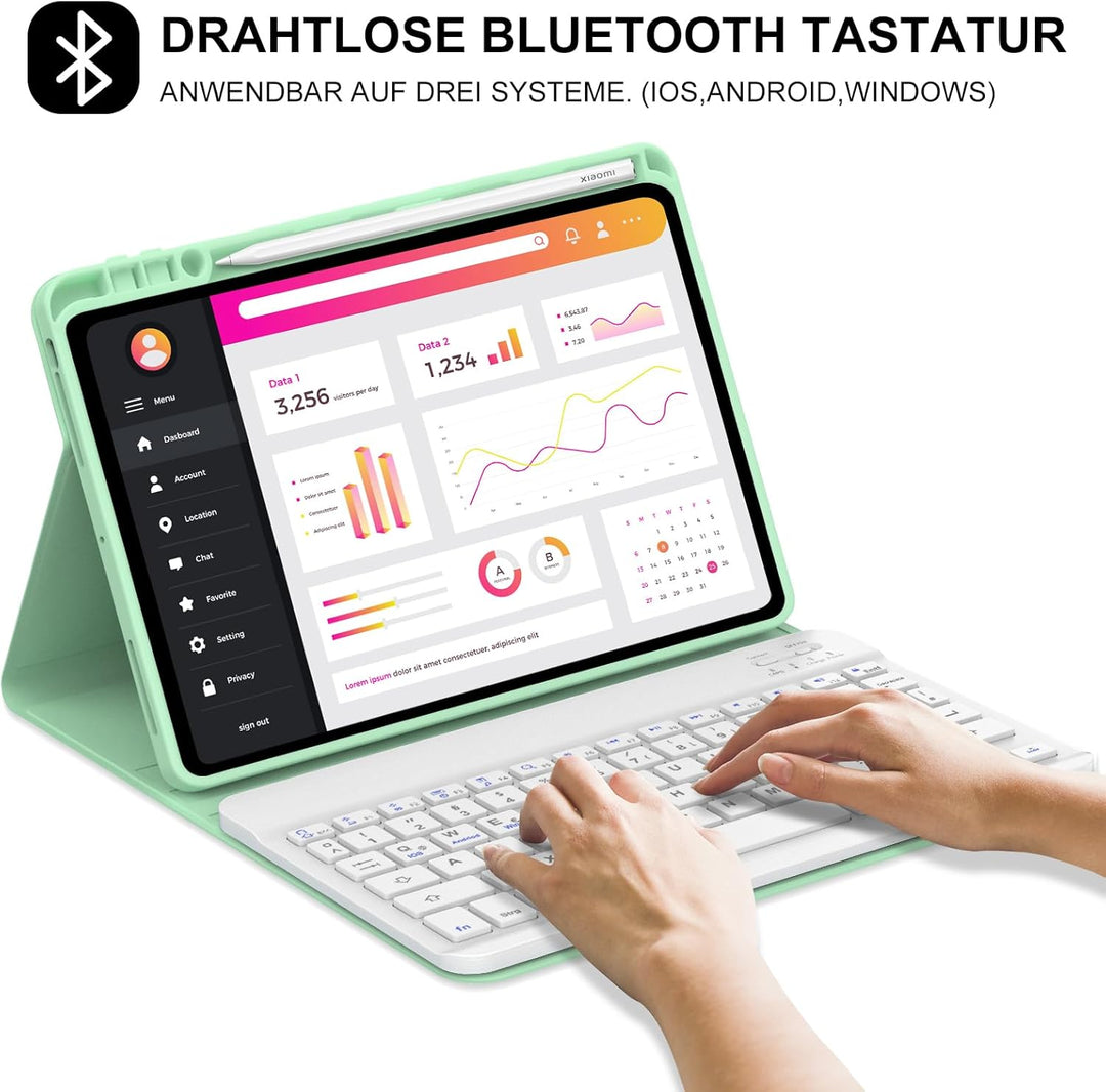 Tastatur für Xiaomi Pad 8/7/7 Pro 2024 11.2", Hülle mit Tastatur für Xiaomi Pad 7 2024 Magnetische B