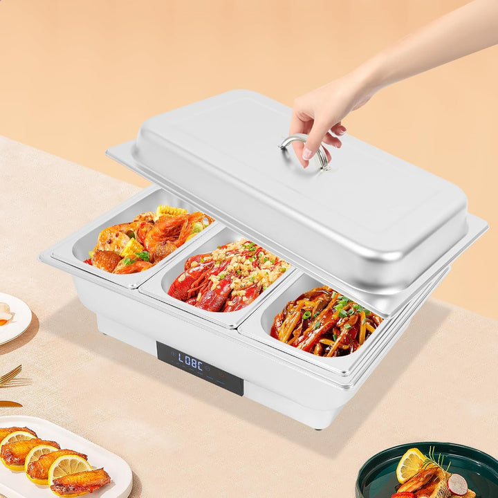 600W Chafing Dish Elektrisch Buffetwärmer Elektrisch Warmhaltebehälter Essen Wärmebehälter für Speis