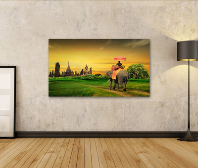 Bild auf Leinwand Sunset Thai Landschaft Thailand Wandbild Poster Kunstdruck Bilder Format: 100x57cm