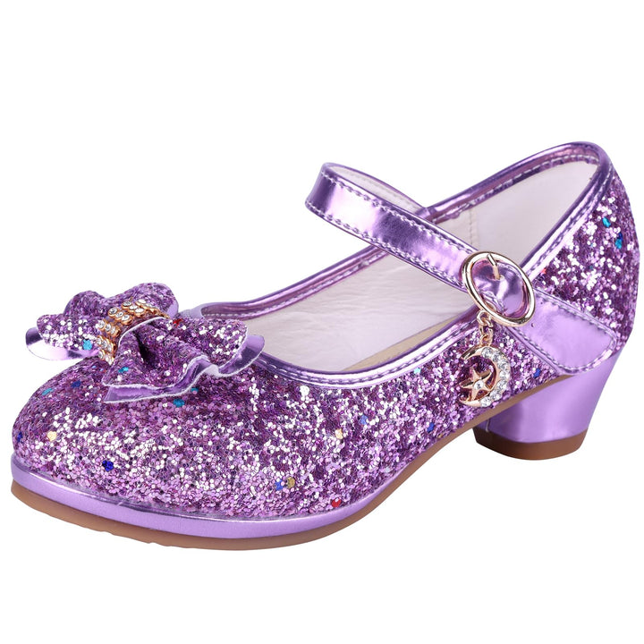 Prinzessin Schuhe Mädchen High Heels Sandalen Mädchen Pailletten Party Pumps Kinder 29 EU Lila, 29 E