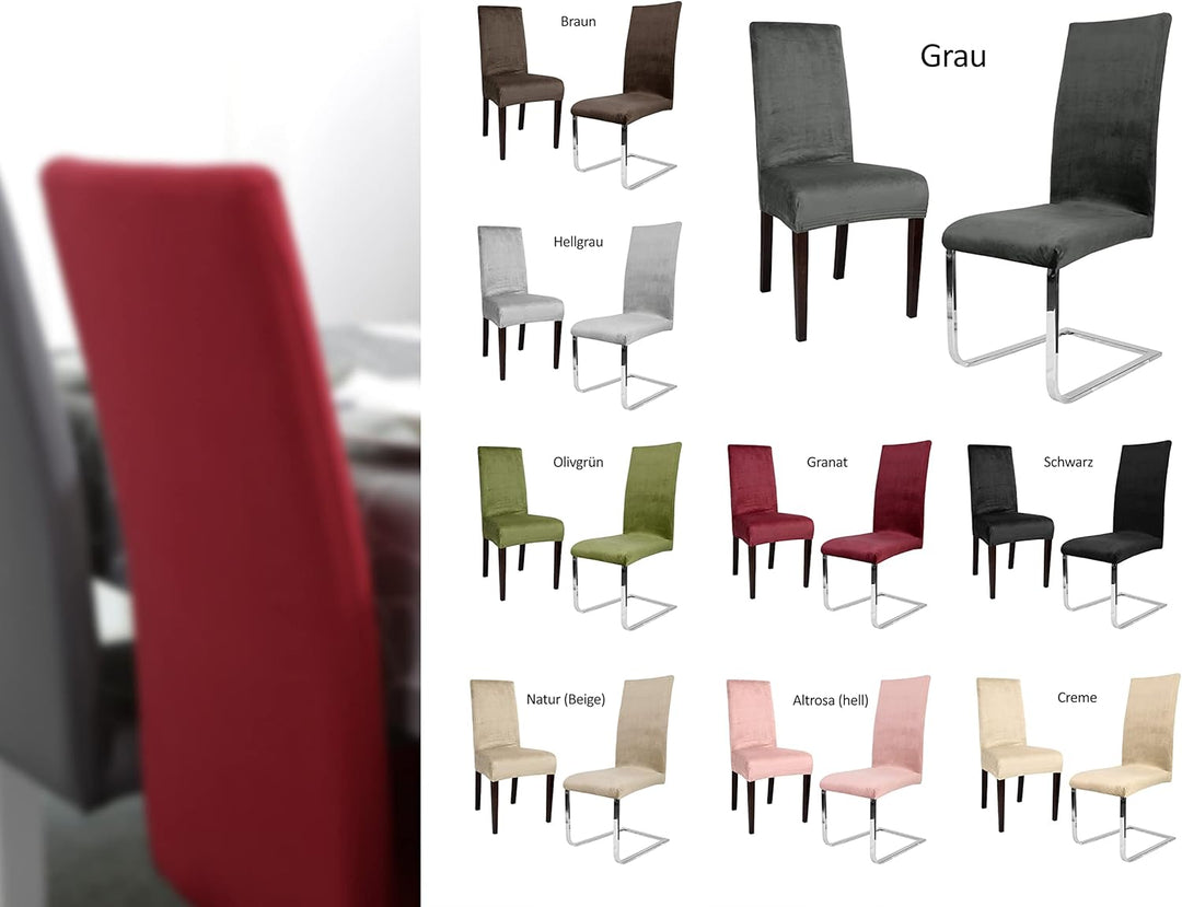 BEAUTEX 4er Set LEA Stuhlhusse, elastische Uni Stretch-Husse aus Samt Mikrofaser Farbe wählbar (Crem