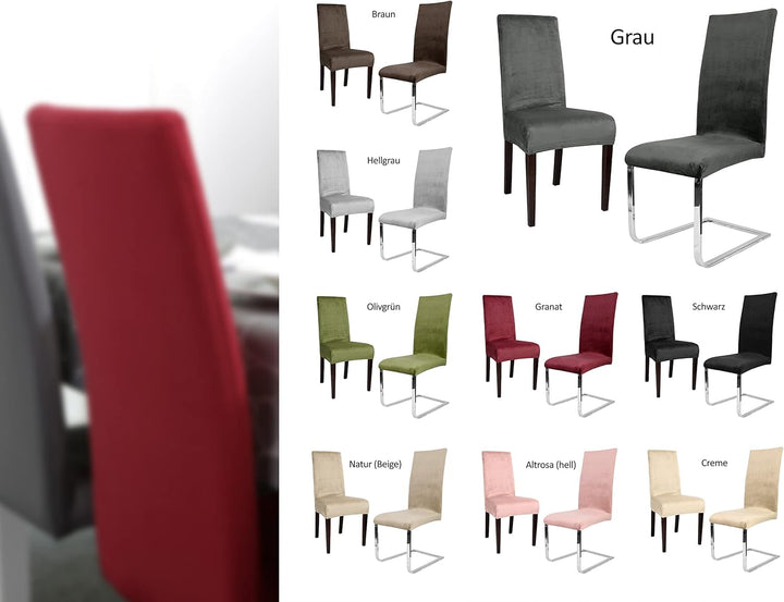 BEAUTEX 4er Set LEA Stuhlhusse, elastische Uni Stretch-Husse aus Samt Mikrofaser Farbe wählbar (Crem