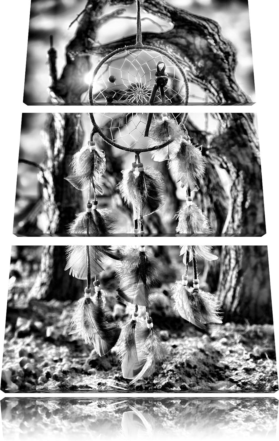 Pixxprint Monocrome, Dreamcatcher 3-Teiler Leinwandbild 120x80 Bild auf Leinwand