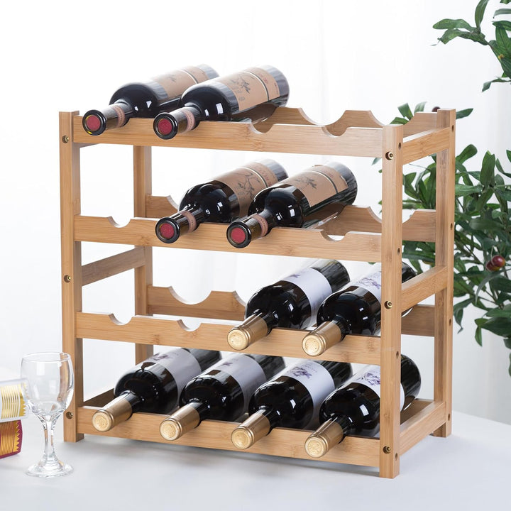 Weinregal, Klein Flaschenregal Lagerung Halter, Natürliche Flaschenhalter aus Bambus, Wein Flaschen