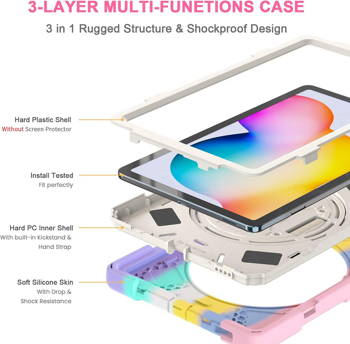 Gerutek Hülle Samsung Galaxy Tab S6 Lite 10,4 Zoll (2024/2022/2020), Stossfeste Robust Panzerhülle m
