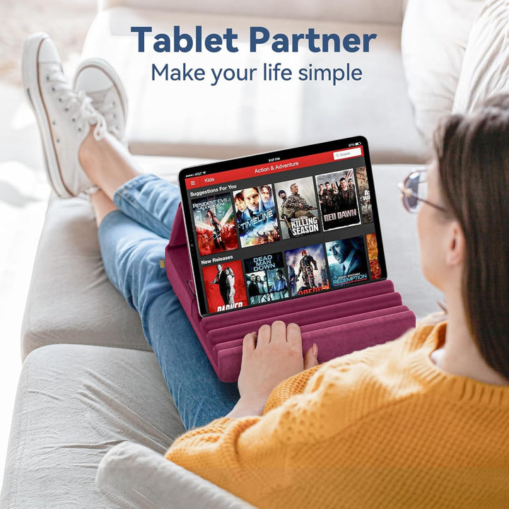 KDD Tablet Halter Kissen, Faltbarer Ipad Ständer für Schoss Bett Schreibtisch - Tablet Weicher Kisse