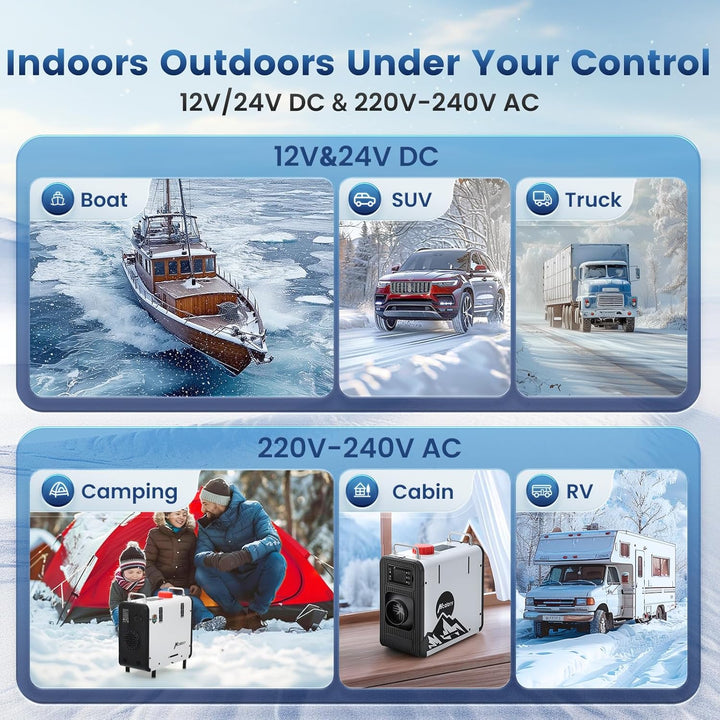8kW Diesel Standheizung, 12V/24V Diesel Luftheizung 0,12–0,45 L/h, mit APP & 220-240V Adapter,28% hö