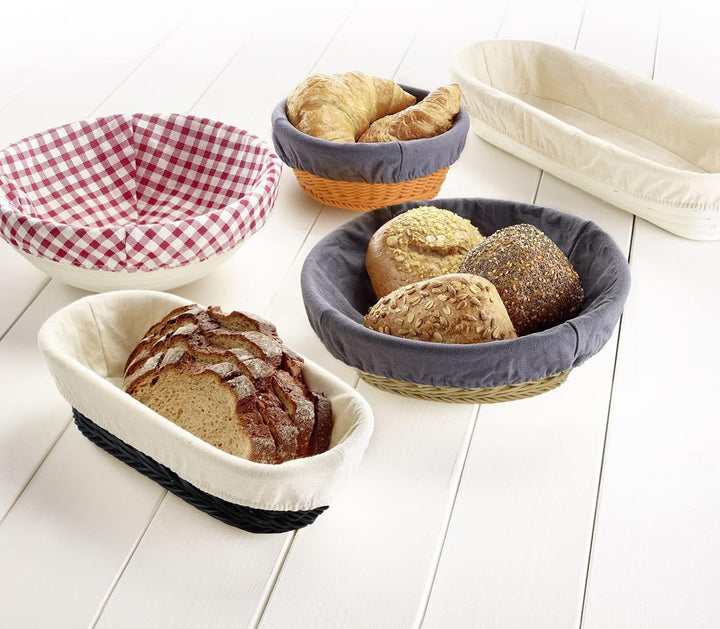 Westmark Gärköbchen-Set, 2tlg., Gärkörbchen rund + Bezug, Peddigrohr/Baumwolle, Hellbeige/Beige, 320