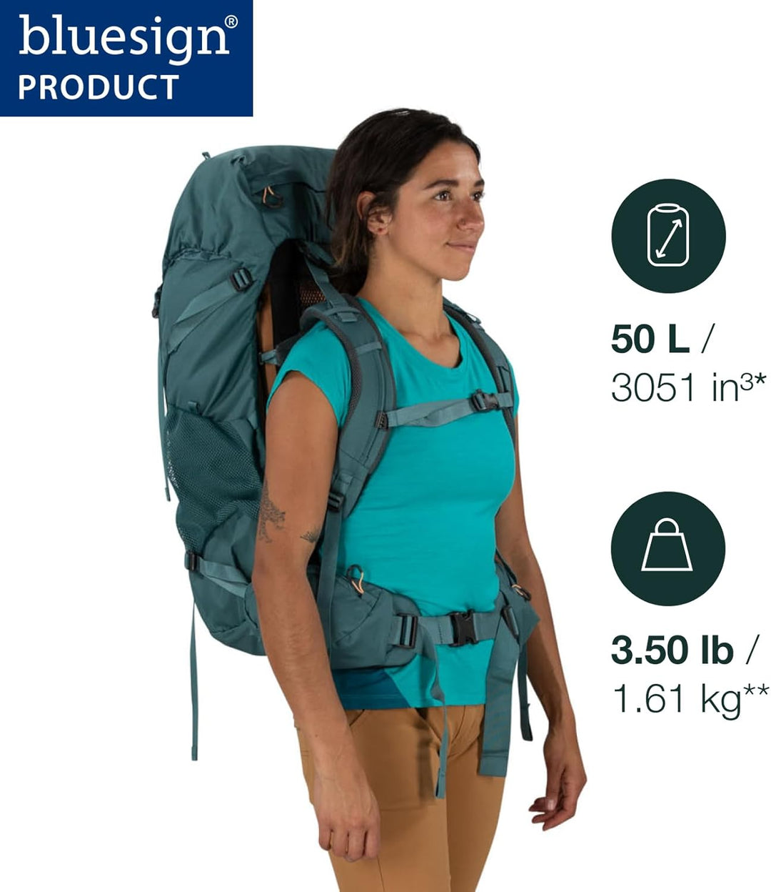 Osprey Renn Unisex Rucksack Cascade Blue/Melon Orange O/S - Fassungsvermögen 50L, Cascade Blue/Melon