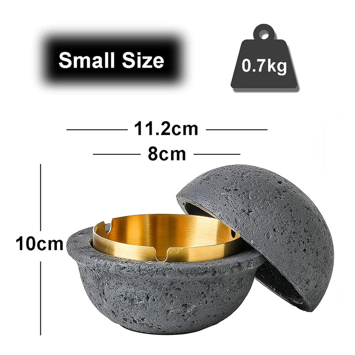 Tischmülleimer Abfallbehälter-Material: Beton + EdelstahFür Draussen Balkon Geruchsdicht,(B, Schwarz