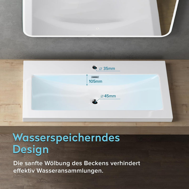 Design Waschbecken Colossum01, Weiss aus Gussmarmor, Waschtisch, Waschplatz, Einbauwaschbecken, BTH: