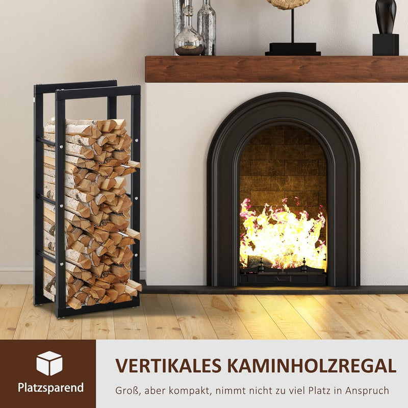 HOMCOM Kaminholzständer Kaminholzablage Feuerholzregal Kaminholzhalter 100kg Stahl Schwarz L40 x B25