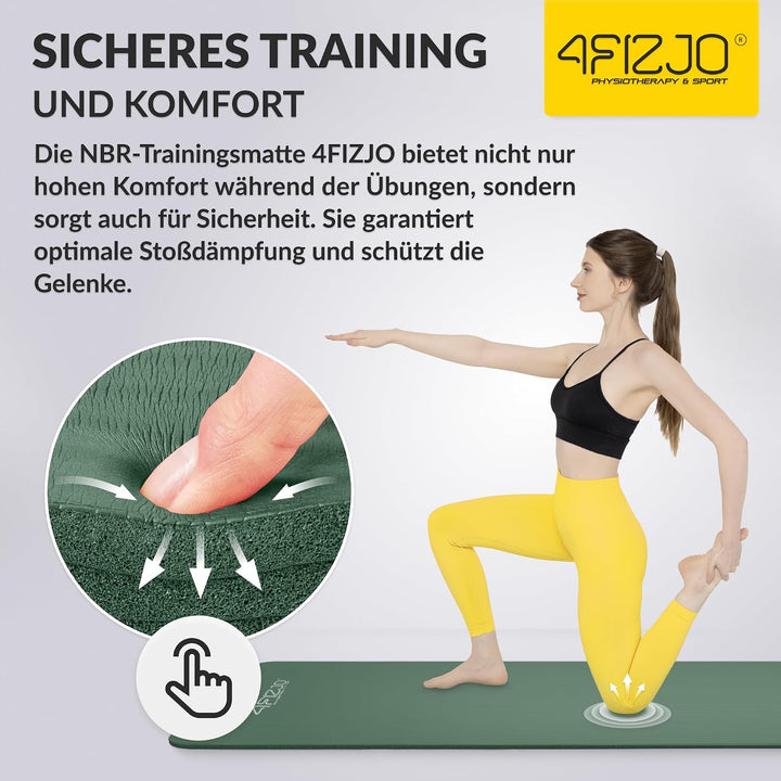 Fitnessmatte mit Tragegurt, Abm. 180x60 cm, NBR-Schaumstoff, Rutschfest, Komfort, In &amp; Outdor, Pilat