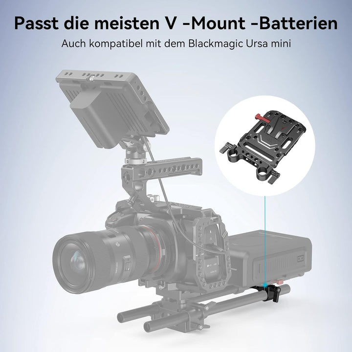SMALLRIG V Mount Batterieplatte Battery Plate mit Dual 15mm Rod Clamp, Kompatibel Moman für ZGCINE f