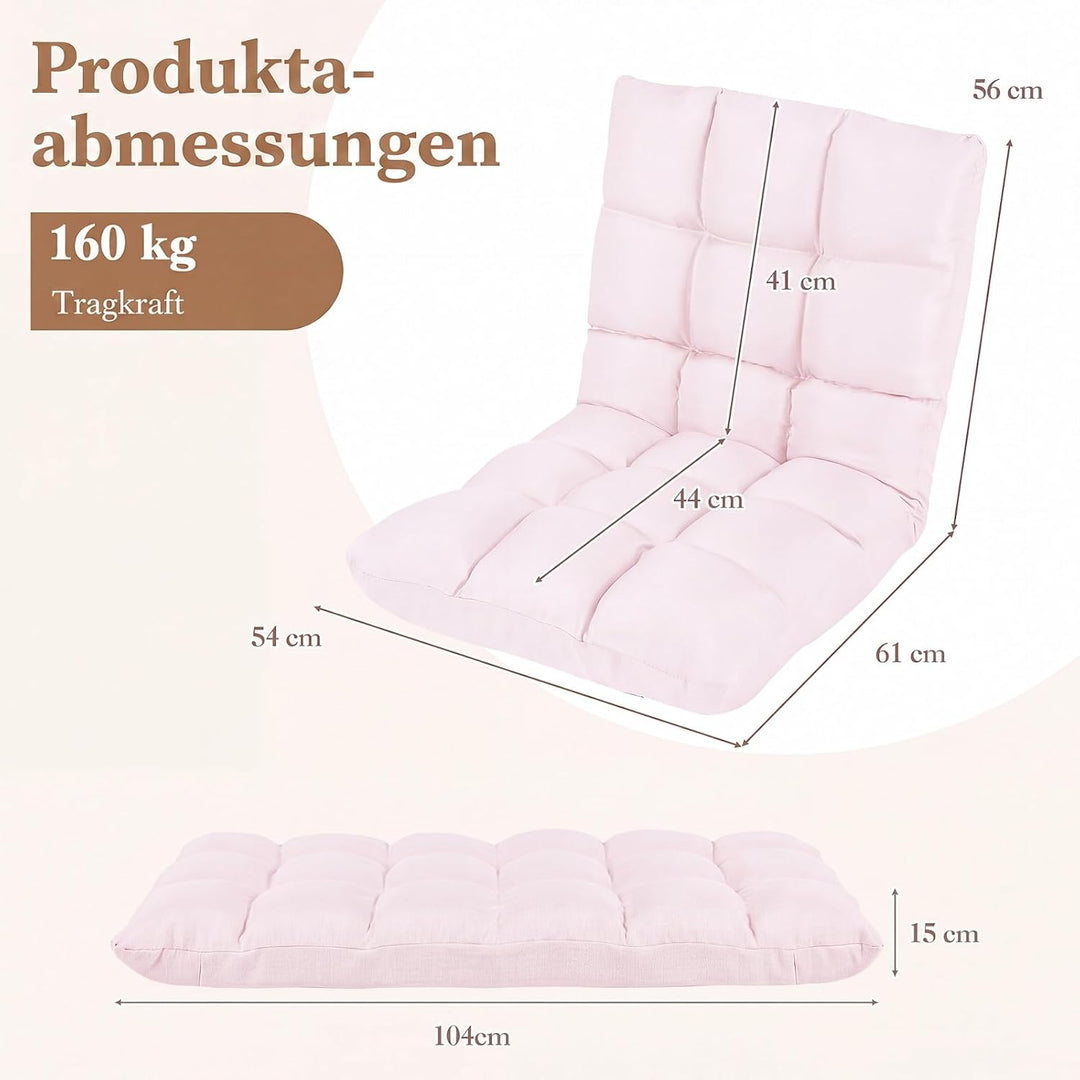 COSTWAY Bodenstuhl verstellbar, Bodensessel gepolstert, Bodenkissen mit Rückenlehne, Meditationsstuh