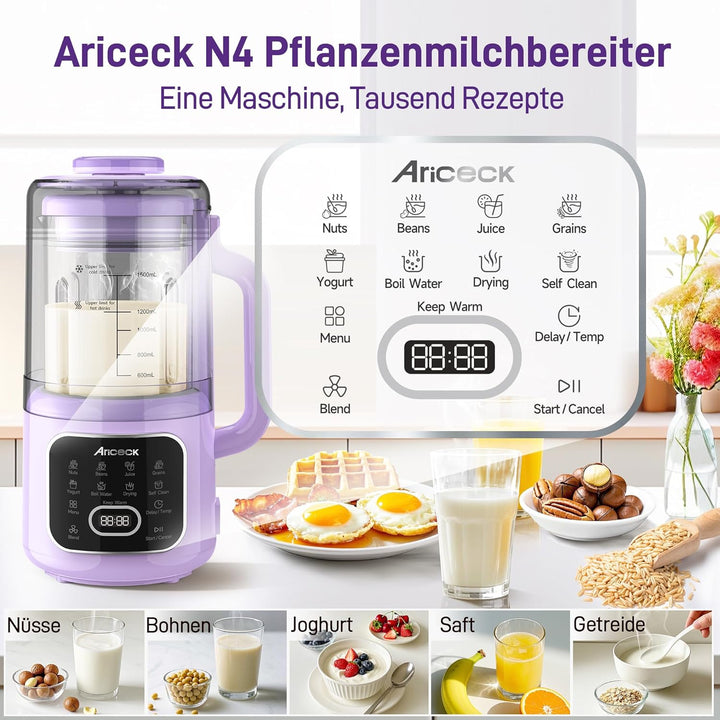 N4 Professioneller Nussmilchbereiter mit Selbstreinigungsfunktion – Ideal für Mandelmilch, Sojamilch