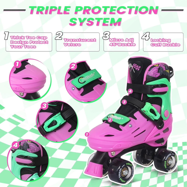 Nattork Rollschuhe Kinder, Verstellbare Rollschuhe für Kinder Jungen Mädchen, 4 Grössen Verstellbar