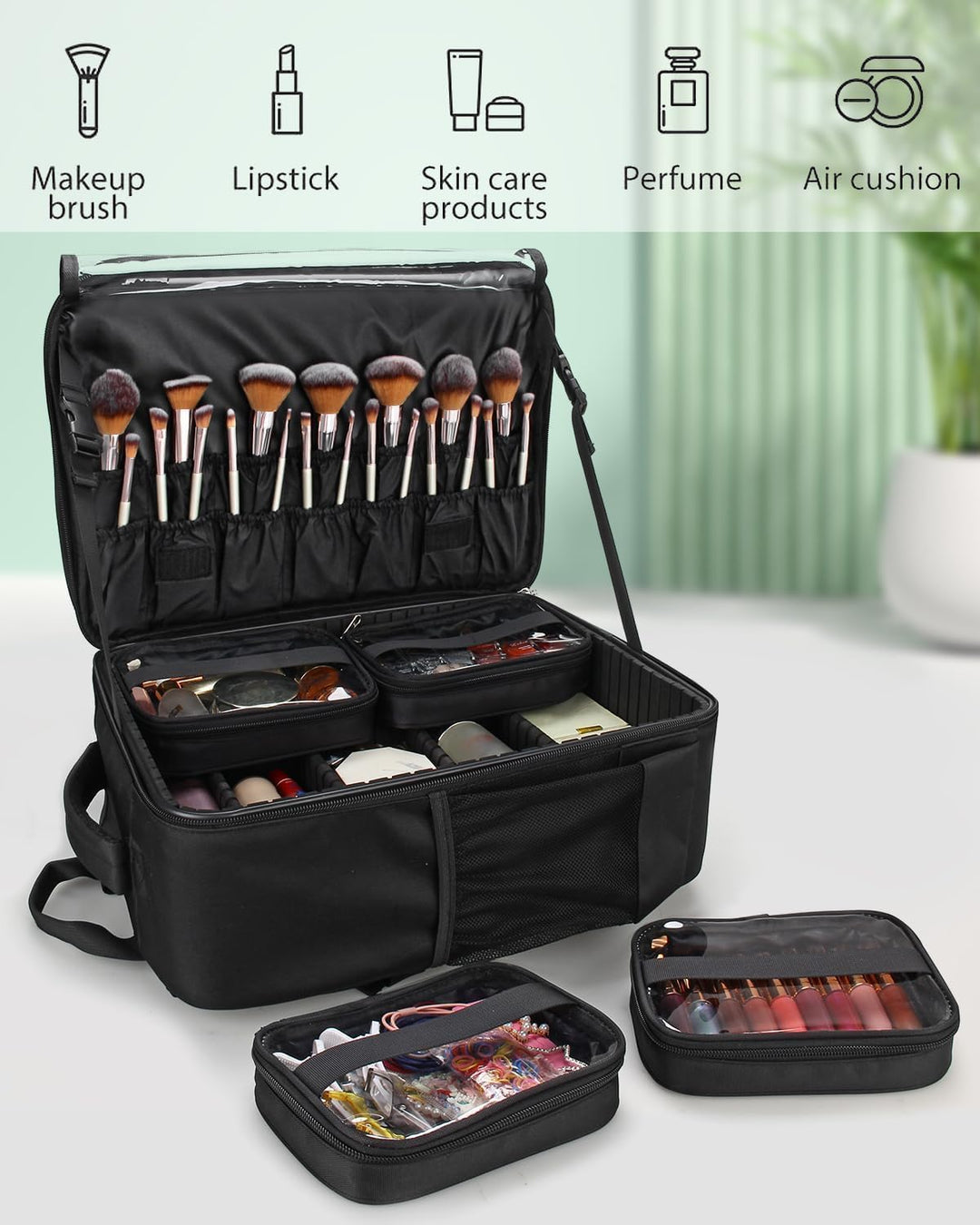Relavel Kosmetik-Rucksack Profi Kosmetikkoffer Extra Gross Reise Kosmetik Tasche Aufbewahrungsorgani