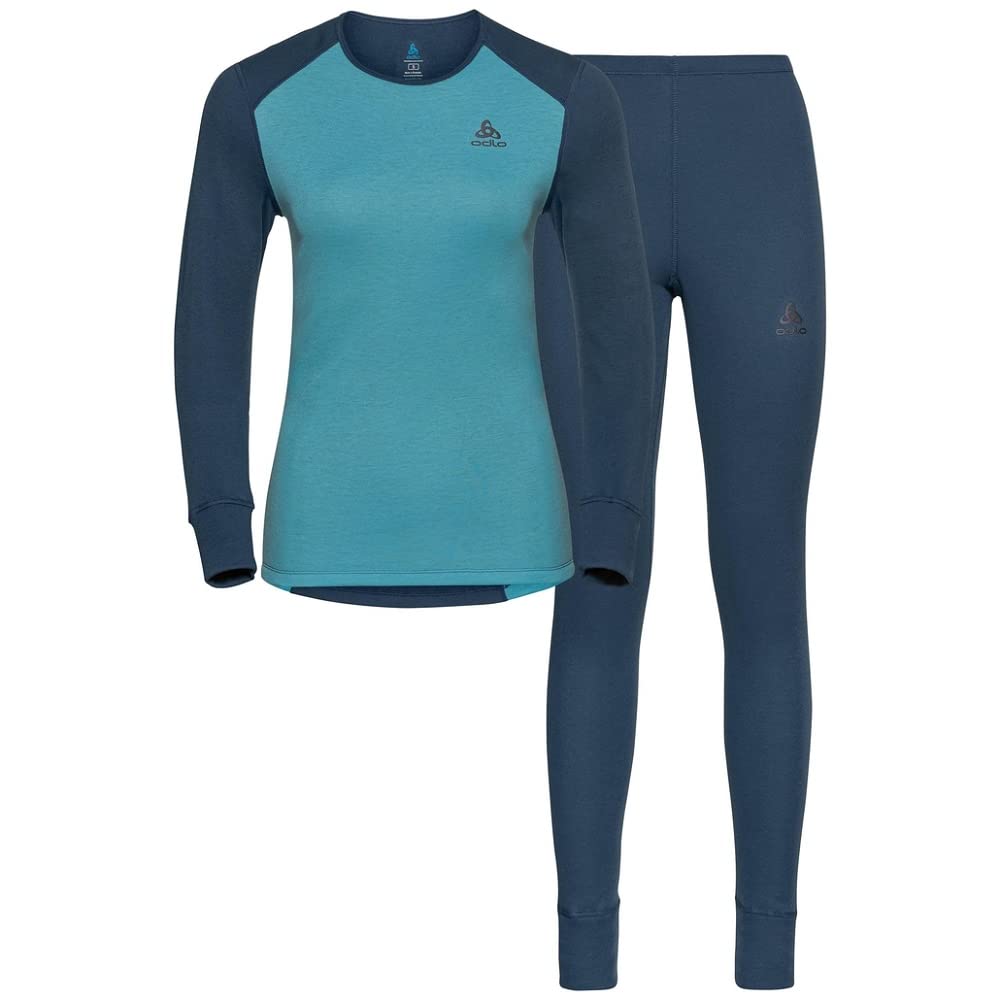 Odlo Damen Funktionsunterwäsche Set Active WARM ECO L Blue Wing Teal - Reef Waters, L Blue Wing Teal