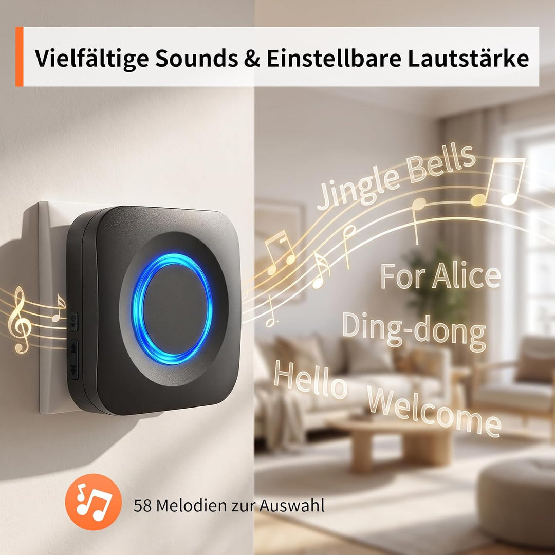Funksignal Weiterleitung Set für vorhandene Türklingel, Klingelverstärker Funk Erweiterung inkl. 1 F