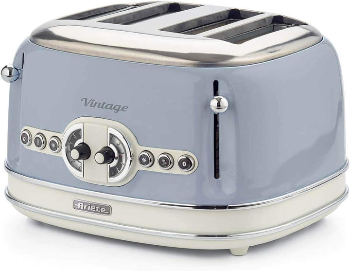 Ariete,156 Toaster im Vintage-Design für 4 Scheiben, 1600 W, 6 Toaststufen, aus lackiertem Edelstahl