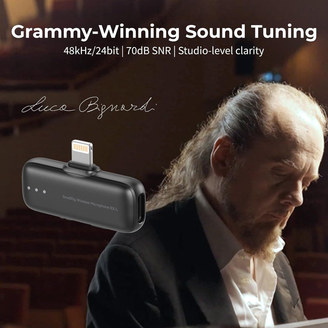 SMALLRIG S70 Mikrofon Lightning Funkempfänger S70RX-L für iPhone/für iPad, Professionell Abgestimmt