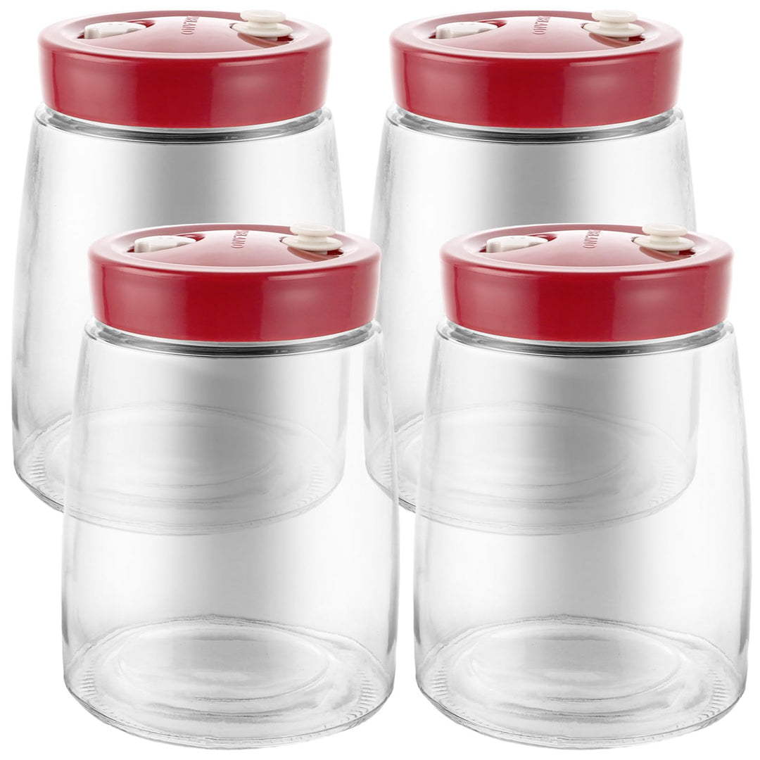 4 Stück Gärglas, 1,4 Liter Fermentierglas mit 1 Wege Luftablassöffnung, Fermentation Glas Jar, Gärge
