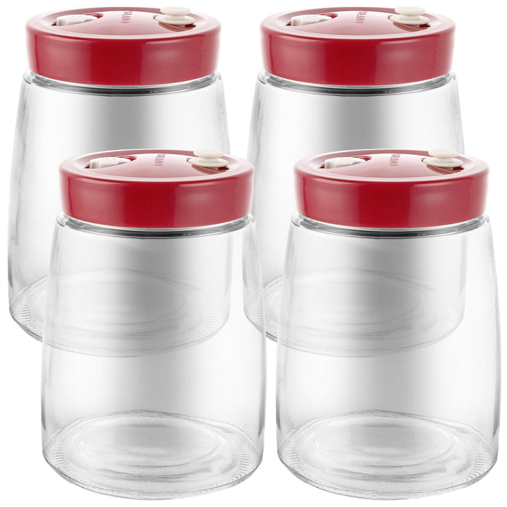 4 Stück Gärglas, 1,4 Liter Fermentierglas mit 1 Wege Luftablassöffnung, Fermentation Glas Jar, Gärge