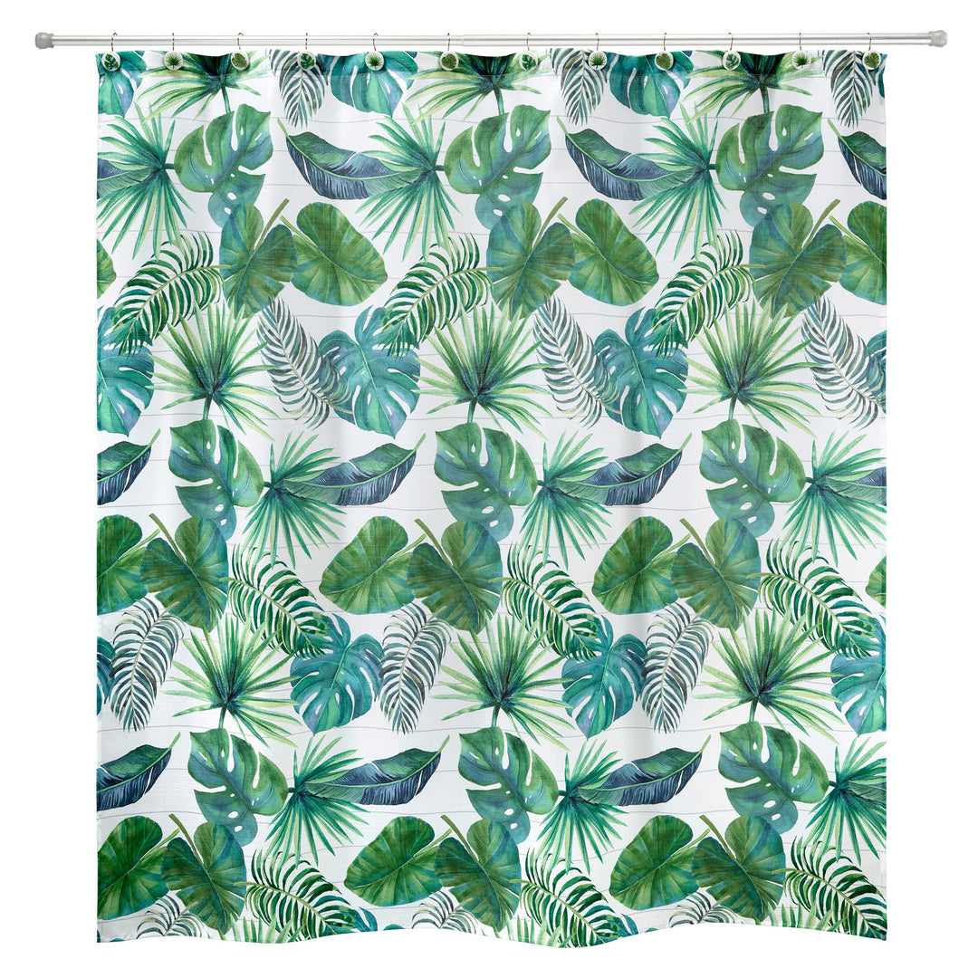 Avanti Linens - Duschvorhang aus Stoff, Palmenblätter, inspirierte Heimdekoration (Viva Palm Collect