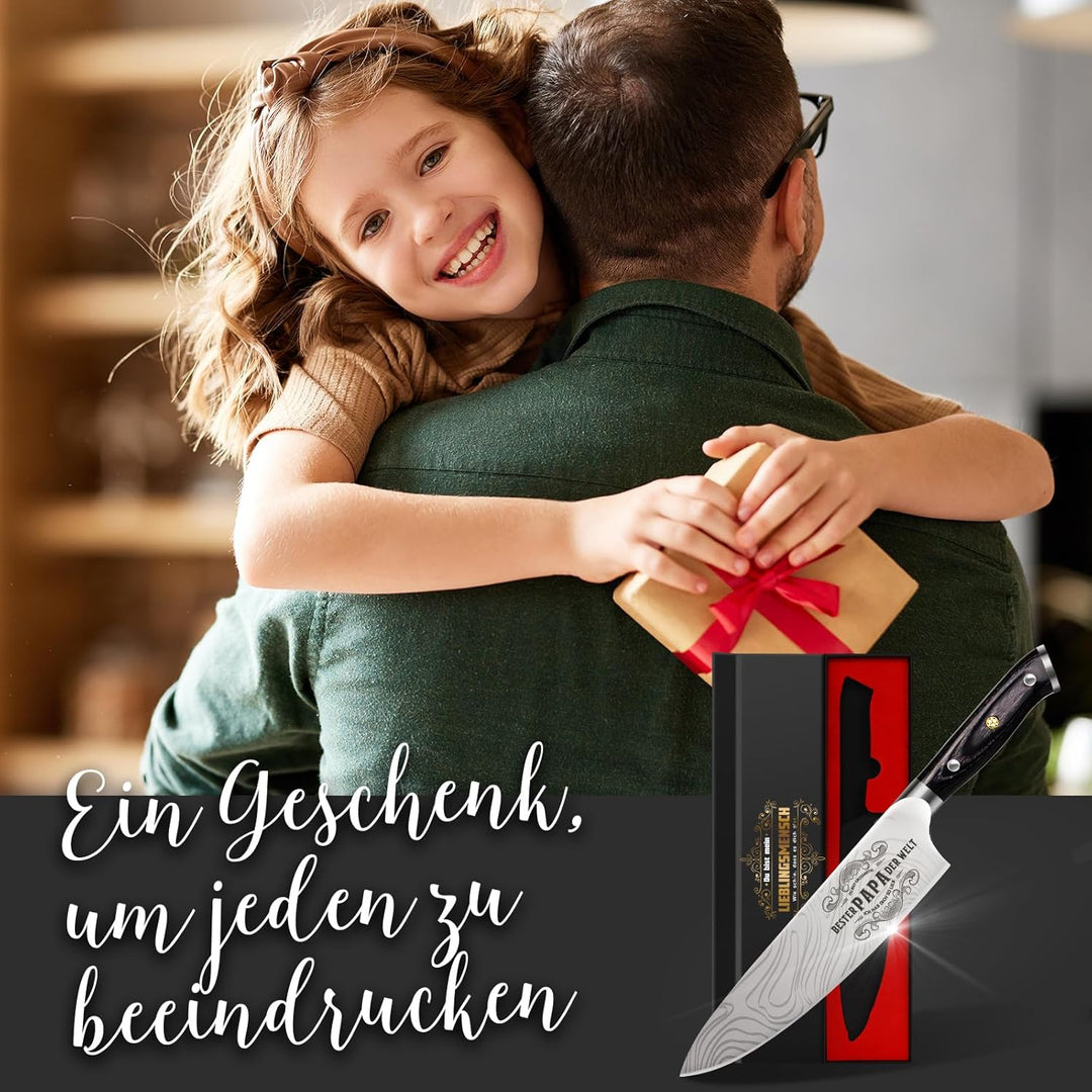 Küchenmesser Scharf Vatertagsgeschenke für Papa - 34cm Kochmesser Profi Messer für Geburtstag, Gesch