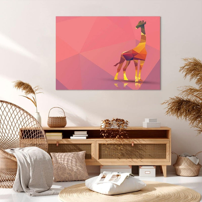 ARTTOR Bilder auf Leinwand 100x70cm Leinwandbild Giraffe modern Grafik Gross Wanddeko Bild Schlafzim