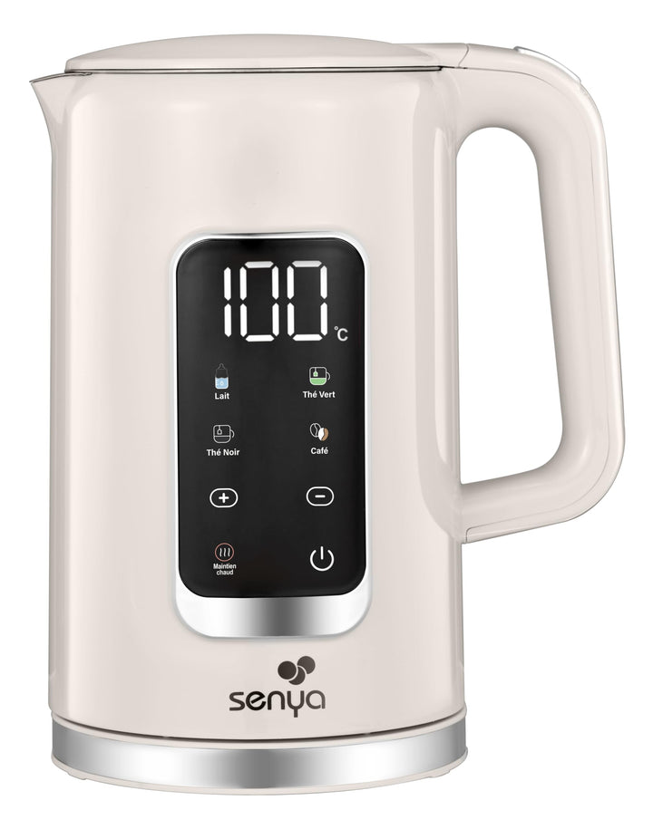 SENYA Elektrischer Wasserkocher 1,7 l Edelstahl – einstellbare Temperatur 40 – 100 °C – LCD-Display