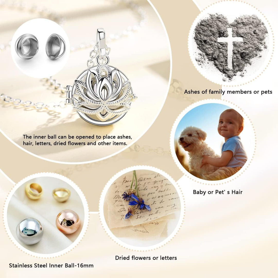 EUDORA Harmony Ball Asche Urnen Kette für Damen, Einäscherung Schmuck Silber Verkupfert Memorial Urn